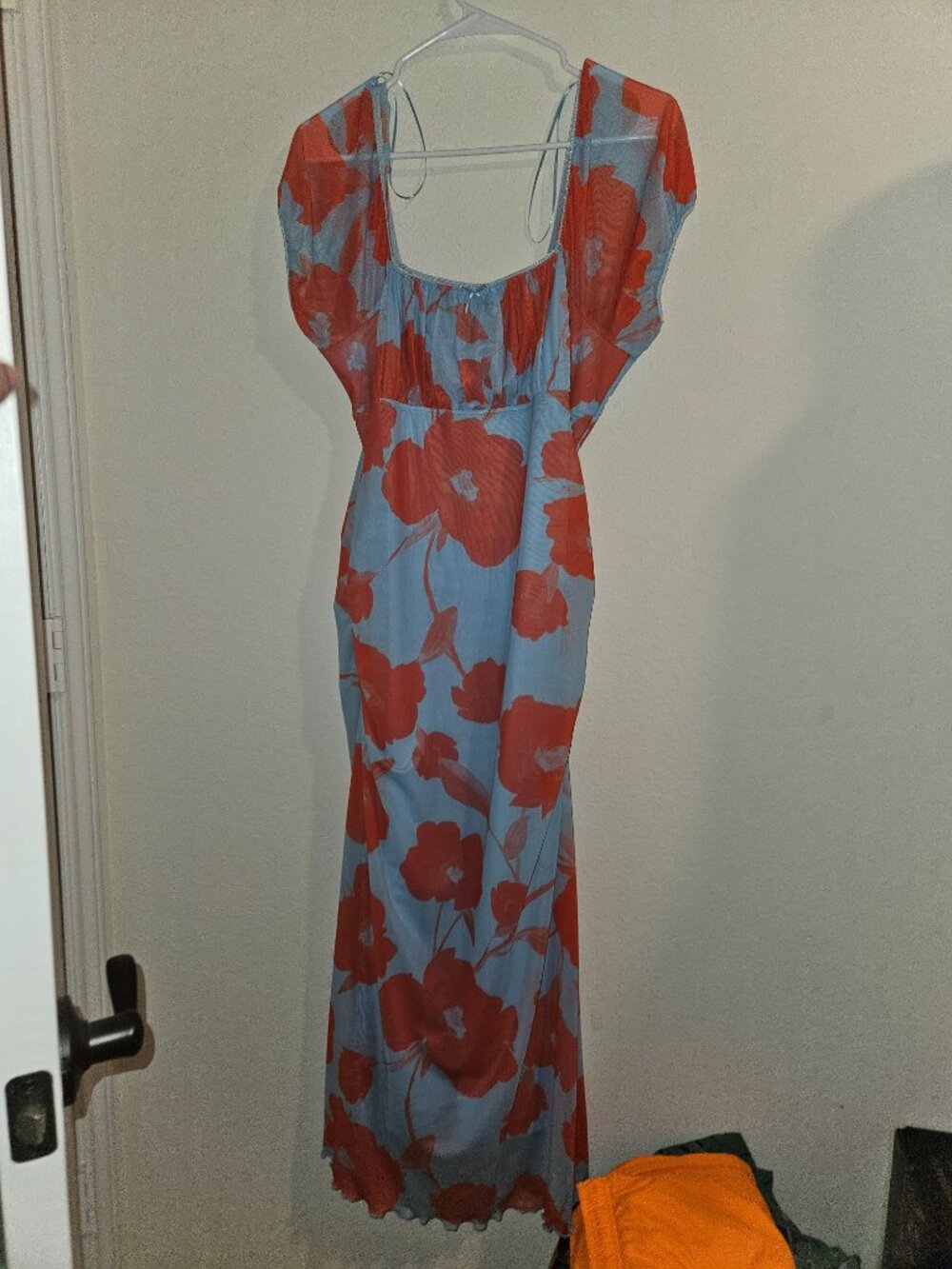 NWT Maeve Puff-Sleeve Square-Neck Mesh Midi Dress - Picture 8 of 9